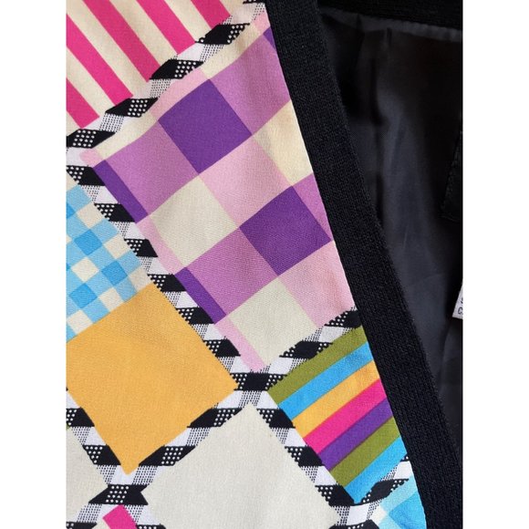VTG New Koos Of Course M Cardigan Sweater Jacket Silk Black Madras Plaid Pink - Picture 6 of 7